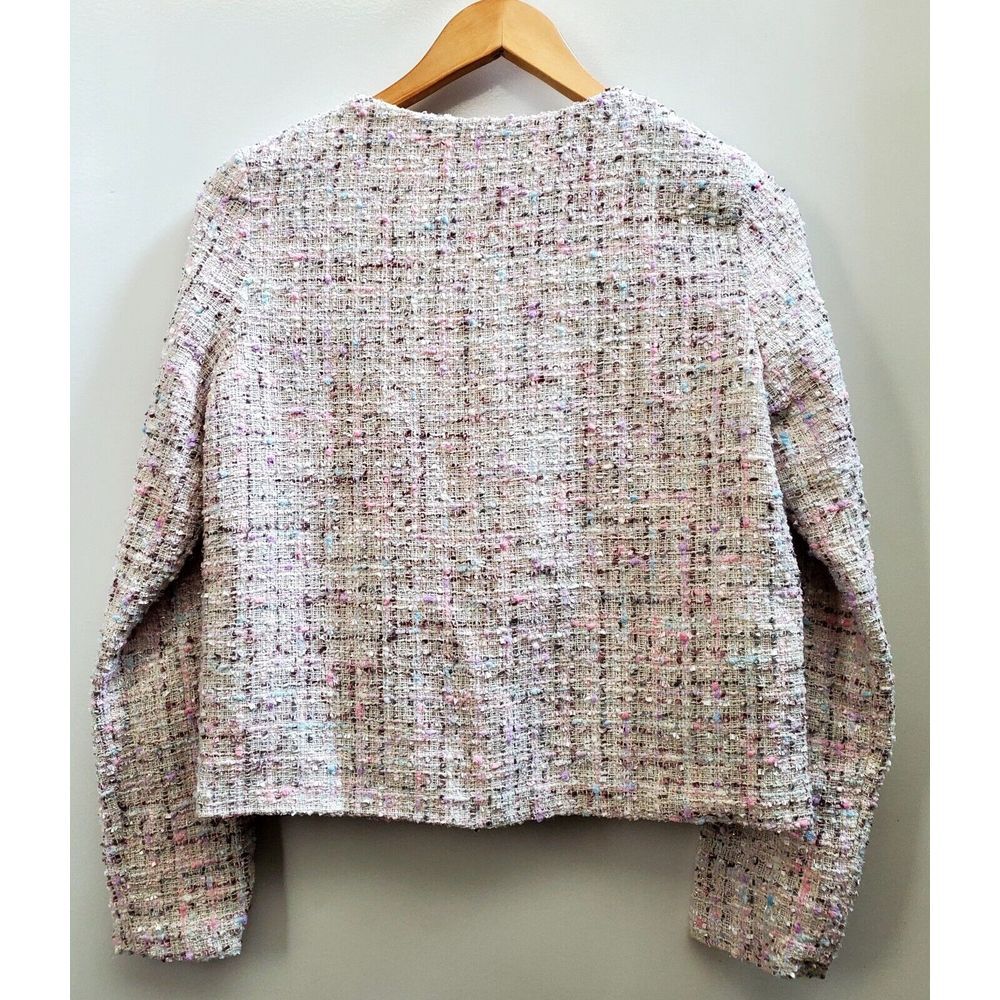 TCEC Tweed MED Jacket Fully Lined Pastel Cream/Pink/Lilac Metal Polyester Coat - Picture 4 of 7